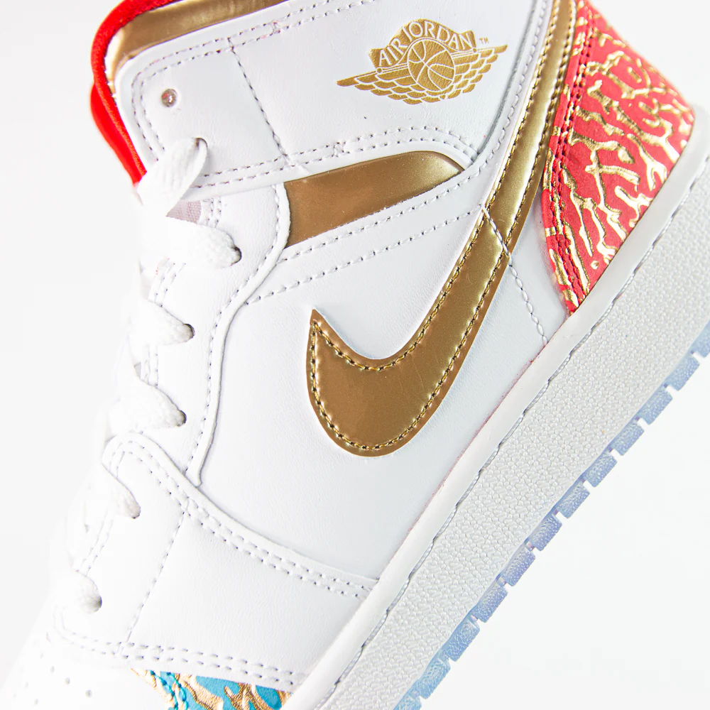 Air Jordan 1 Mid SS GS (White/Metallic Gold) - Image 6