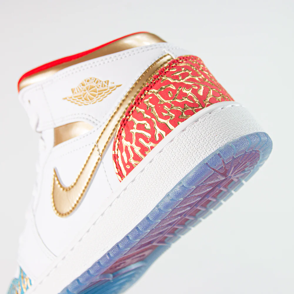 Air Jordan 1 Mid SS GS (White/Metallic Gold) - Image 7