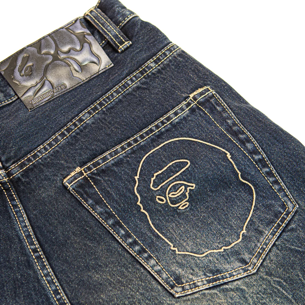 Bape Sta Patch 13 Oz Relaxed Fit Denim Shorts - Image 2