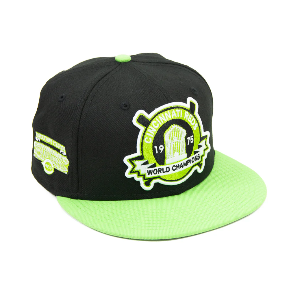 Cincinnati Reds 75 World Series Commissioner Fitted Cap (Black/Lime Green) - Image 6