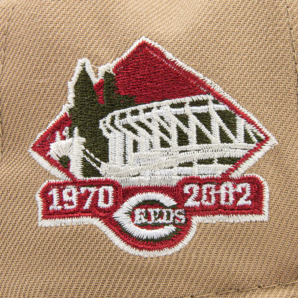 Cincinnati Reds Riverfront Fitted Cap (Camel/Cardinal Red) - Image 3