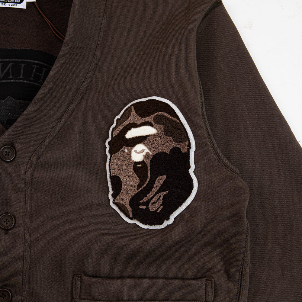 College Badges Sweat Cardigan (Brown) - Image 3