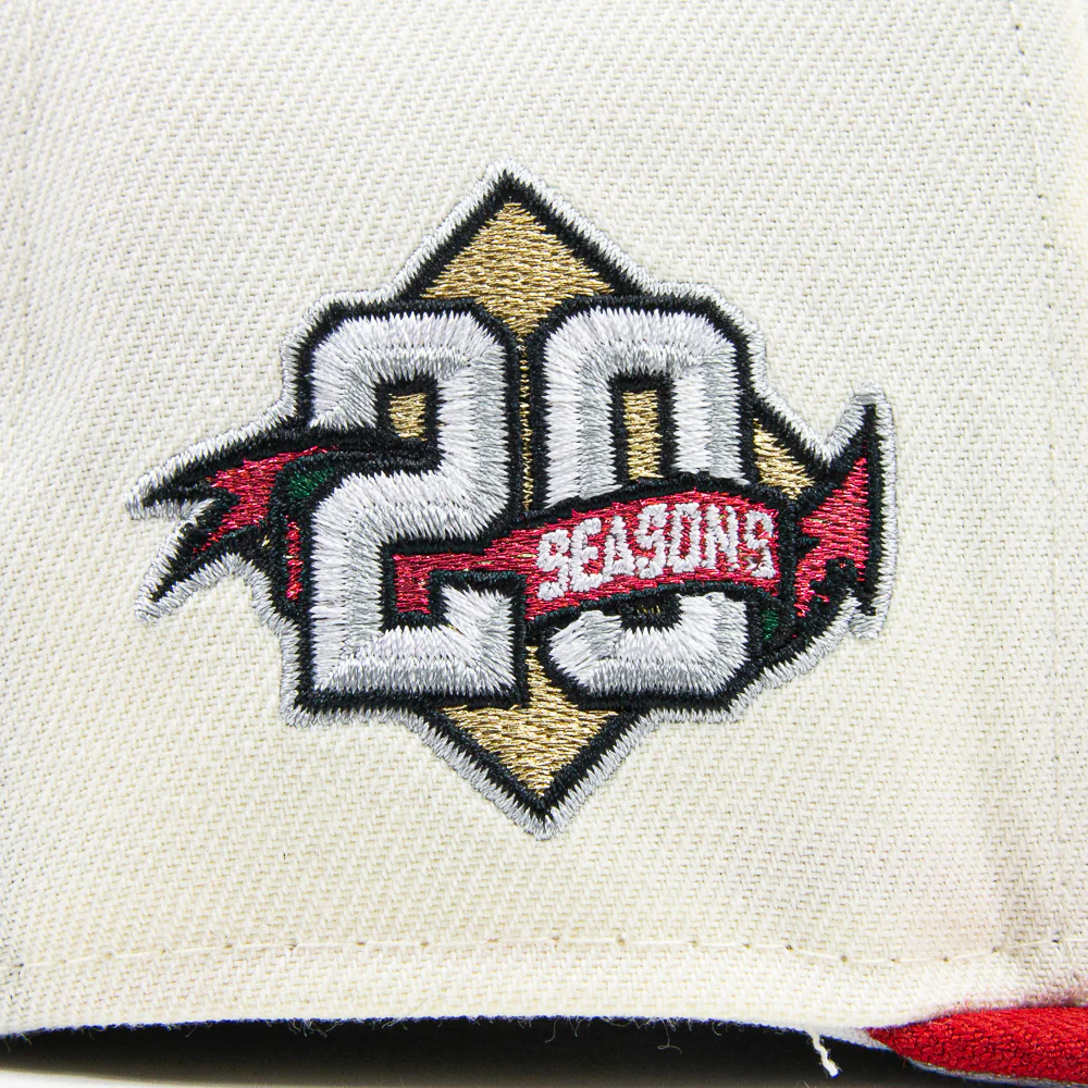 Dayton Dragons 20th Anniversary Fitted Cap (Cream/Chrome Red) - Image 2