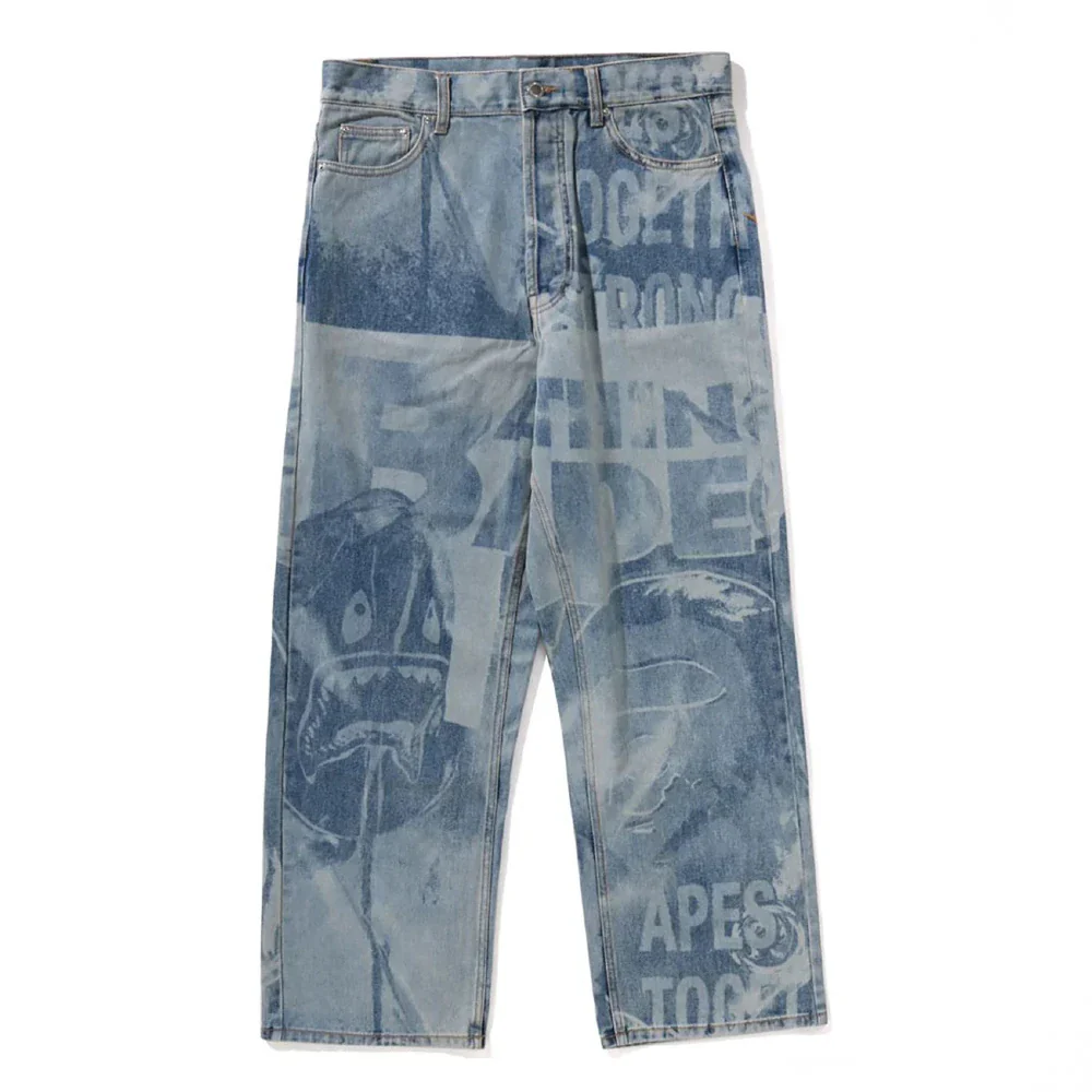 OVERALL LASERED LOOSE FIT 13 OZ DENIM PANTS