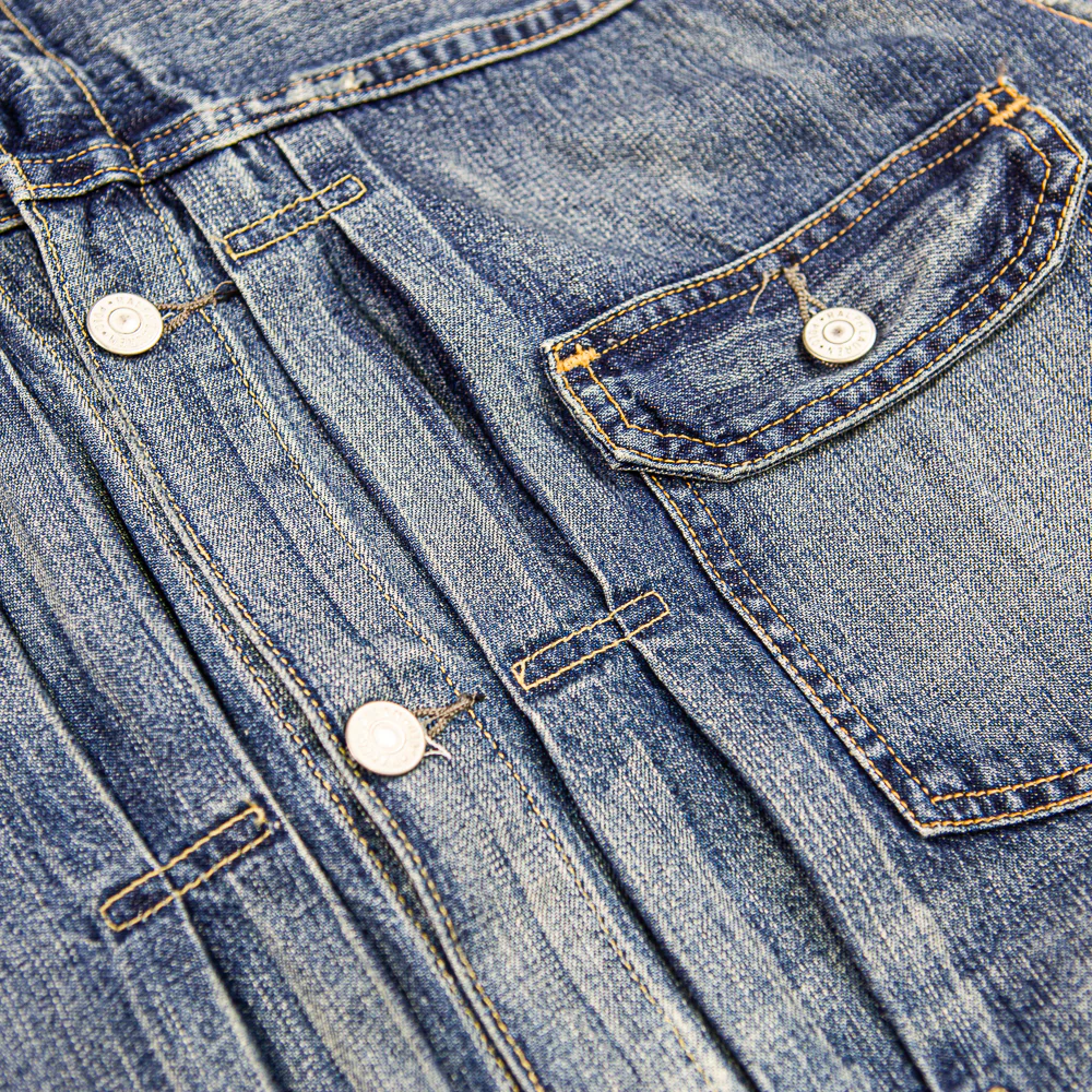 Patchwork Collar Denim Trucker Jacket (Glenville) - Image 2